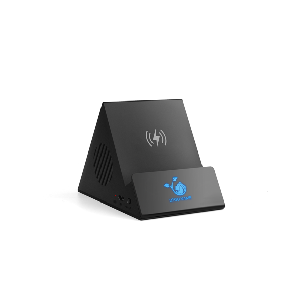 WIRELESS SPEAKER - 3W Bluetooth Speaker with 10W Wireless Charger and Light-Up Logo