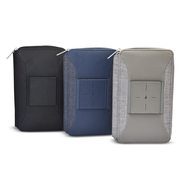 WIRELESS P-TRAVEL – RFID-Protected Travel Wallet with 4000mAh Powerbank, Mobile Pocket & Document Organization