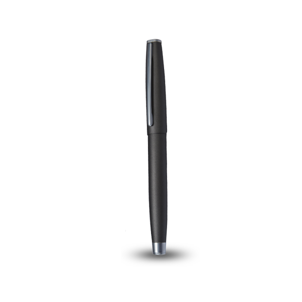 LUXY ROLLER PEN - Premium Matte Chrome Metal Rollerball Pen with Blue Ink