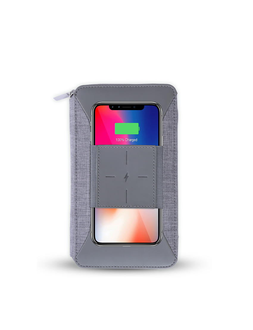 WIRELESS P-TRAVEL – RFID-Protected Travel Wallet with 4000mAh Powerbank, Mobile Pocket & Document Organization - Image 2